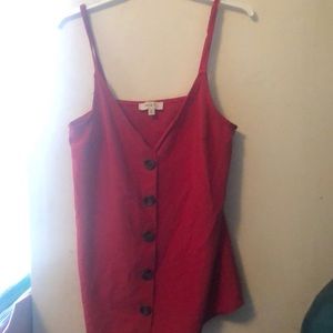 Red Button down skinny strap top